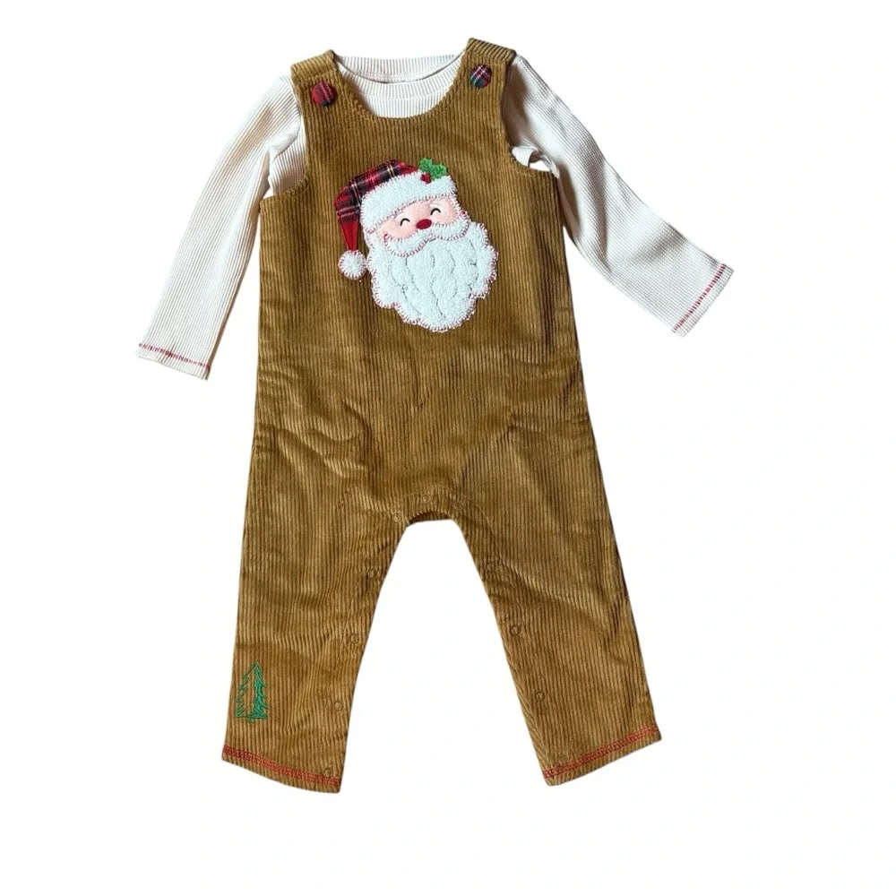 Mudpie Santa Baby‎ Corduroy Overalls NWT Size 9-12 months